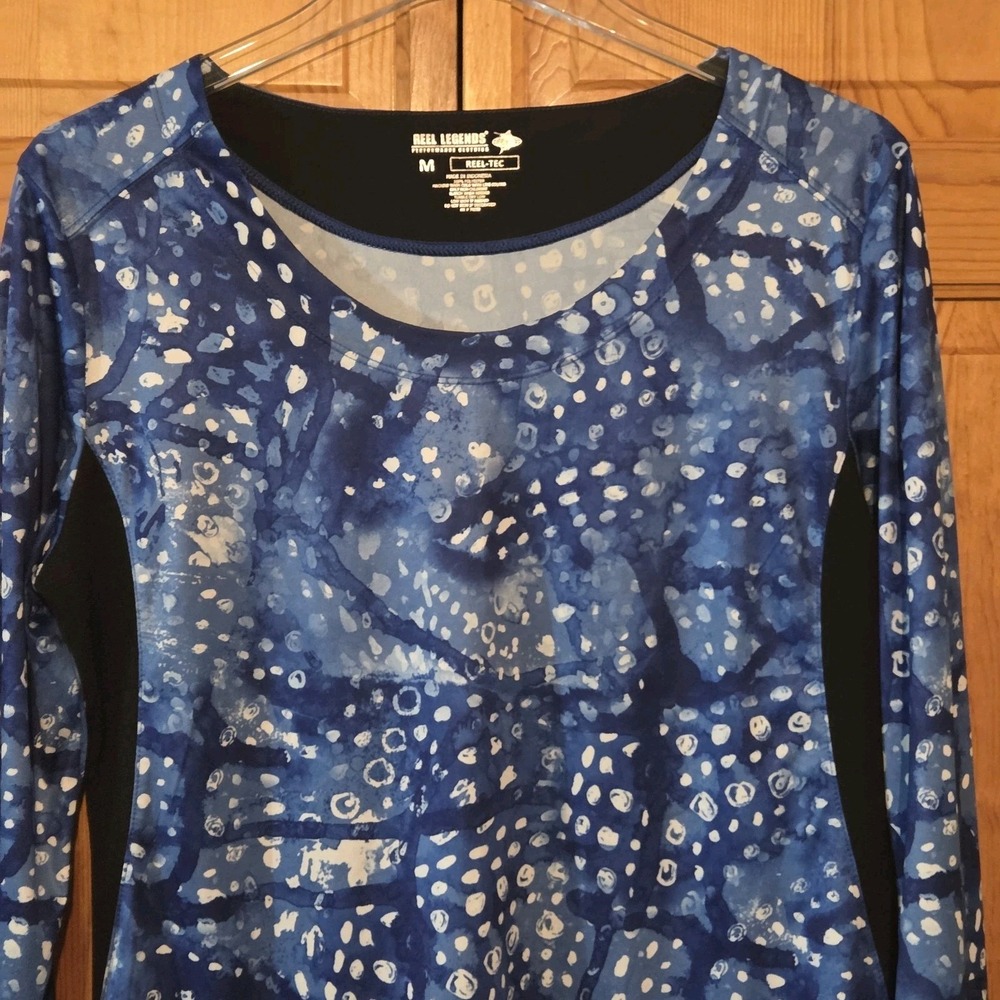Reel Legends Women's M Rash Guard Swim Shirt Long Sleeve Blue